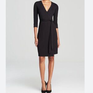 DVF Julian Wrap Dress, 3/4 Sleeve, Black Size